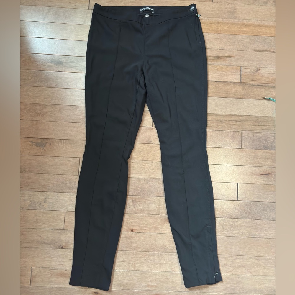 Dolce & Gabbana black Straight Leg Skinny Pants Size 40 zipper detail